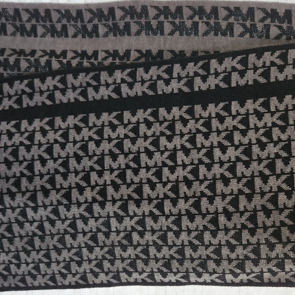 Michael Kors Gray Signature Logo Knit Polyester Scarf